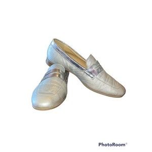 GEOX‎ RESPIRA METALLIC SILVER LOAFERS